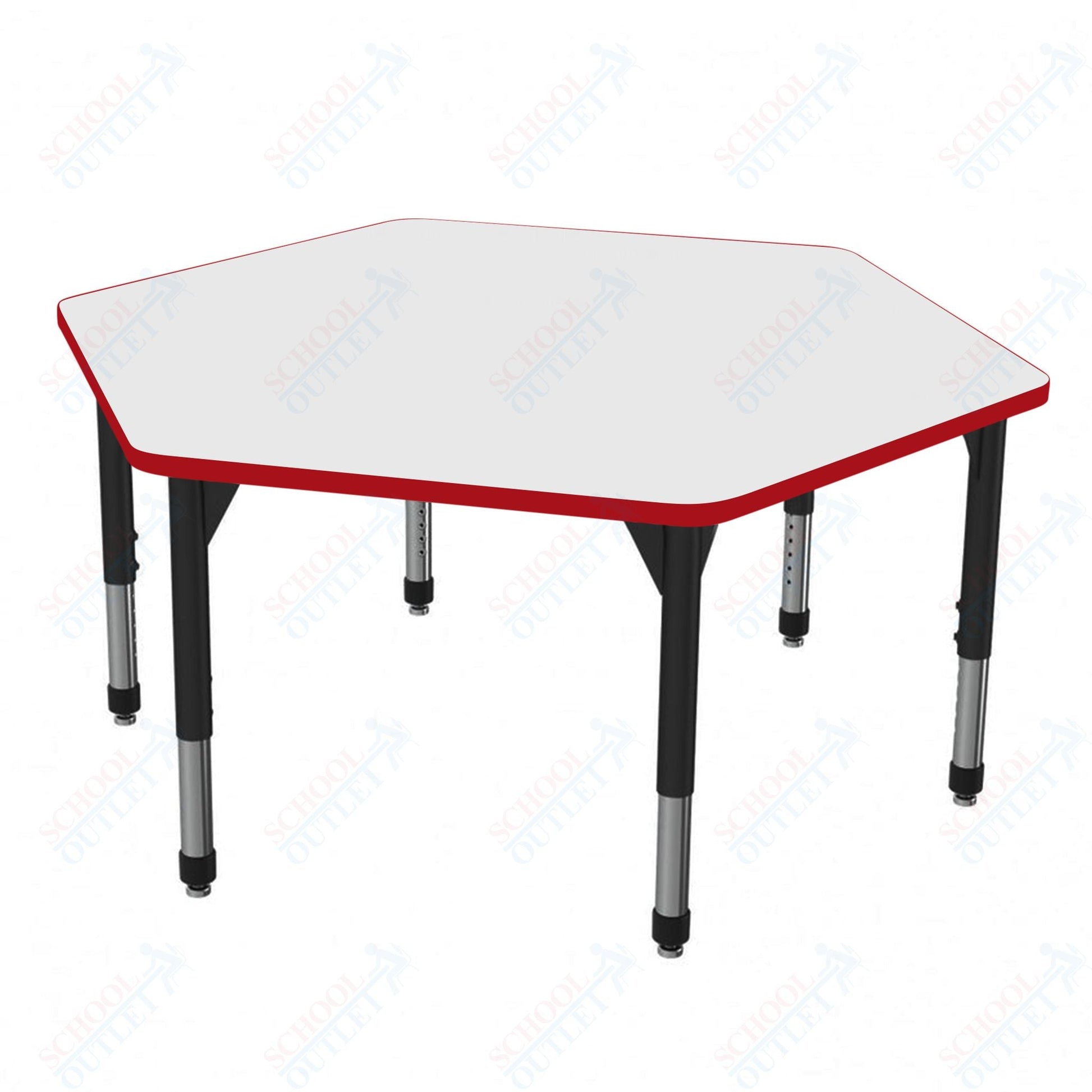 Marco Premier Series Hexagon Stand - Up Table w/ Dry Erase Top 54.5" x 48" Adj Height 32" - 42" (43 - 2254 - DA) - SchoolOutlet