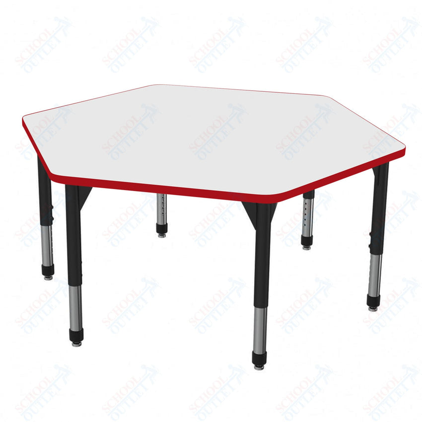 Marco Premier Series Hexagon Stand - Up Table w/ Dry Erase Top 54.5" x 48" Adj Height 32" - 42" (43 - 2254 - DA) - SchoolOutlet