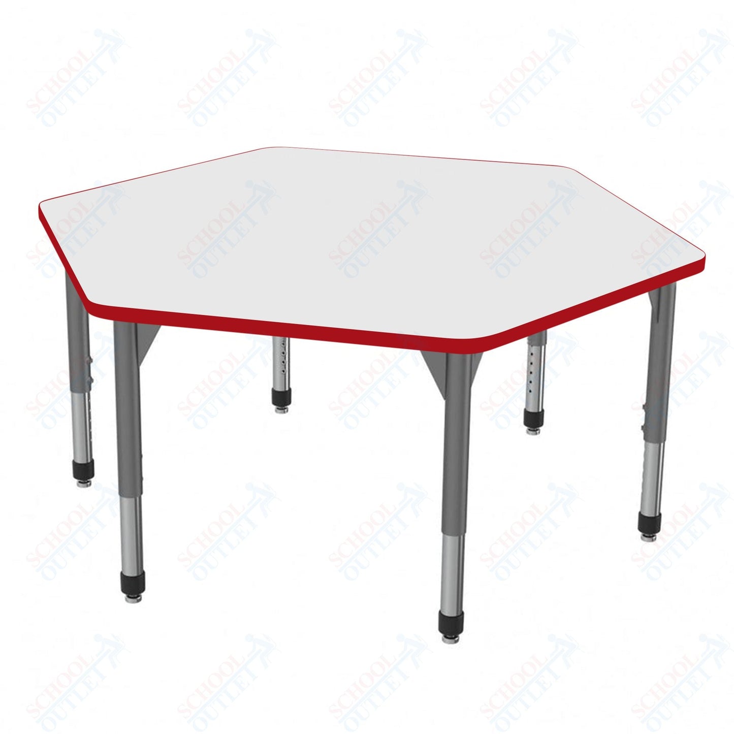 Marco Premier Series Hexagon Stand - Up Table w/ Dry Erase Top 54.5" x 48" Adj Height 32" - 42" (43 - 2254 - DA) - SchoolOutlet