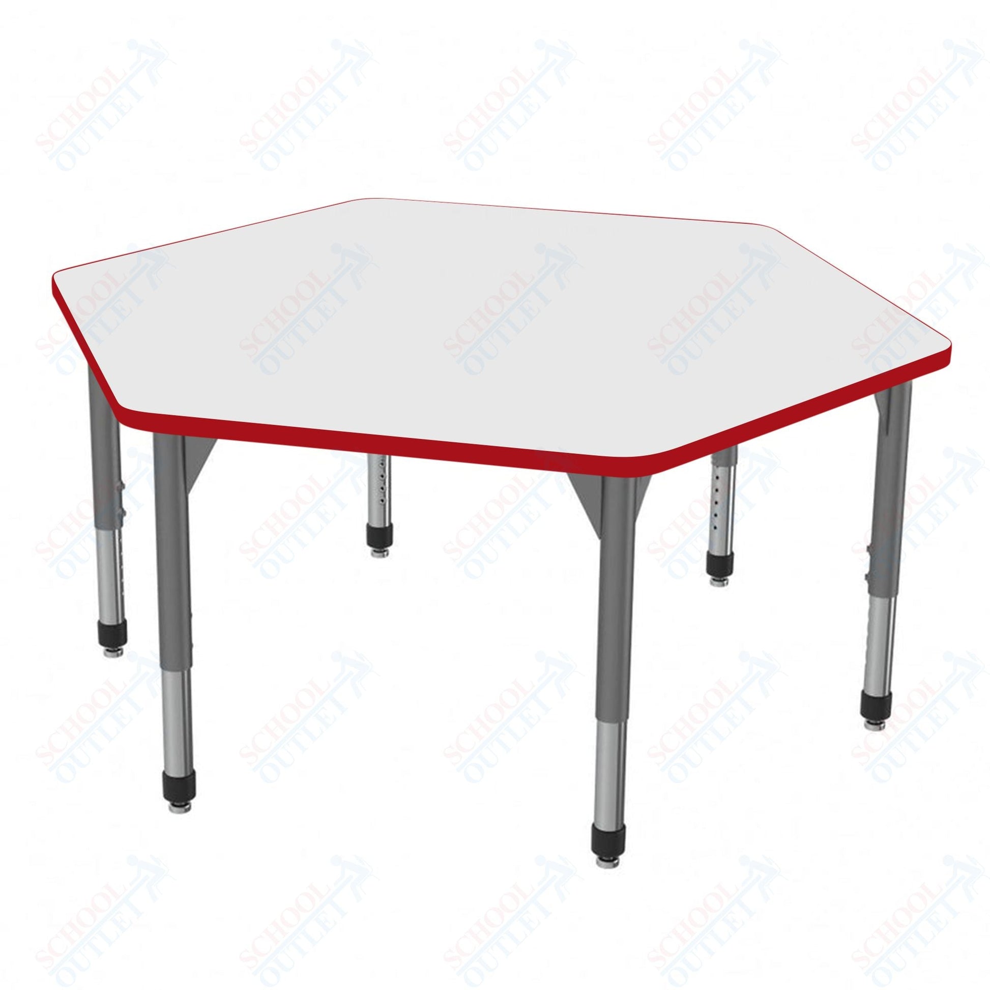 Marco Premier Series Hexagon Stand - Up Table w/ Dry Erase Top 54.5" x 48" Adj Height 32" - 42" (43 - 2254 - DA) - SchoolOutlet