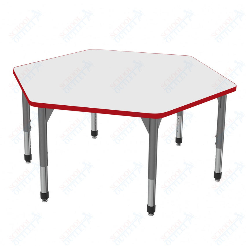 Marco Premier Series Hexagon Stand - Up Table w/ Dry Erase Top 54.5" x 48" Adj Height 32" - 42" (43 - 2254 - DA) - SchoolOutlet