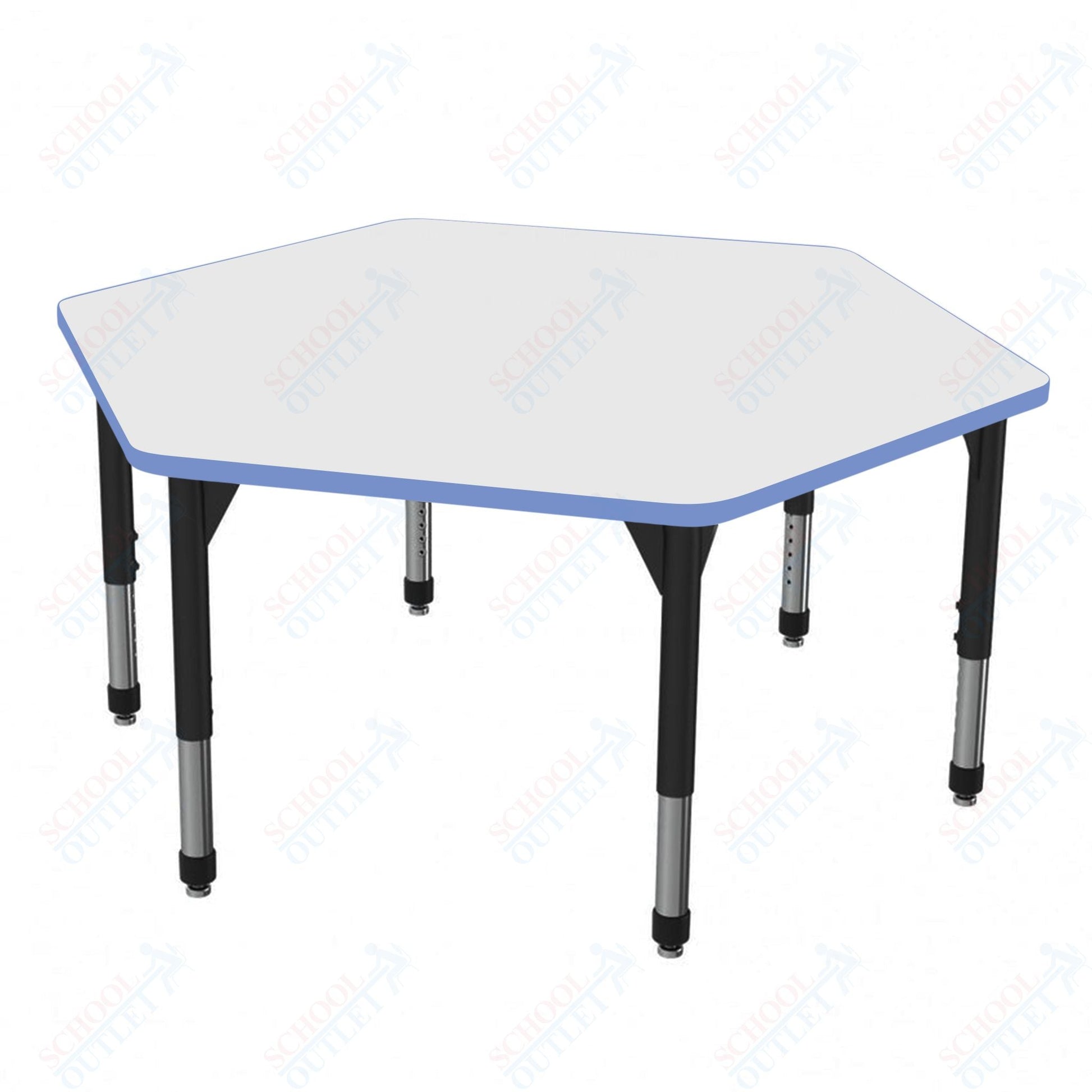 Marco Premier Series Hexagon Stand - Up Table w/ Dry Erase Top 54.5" x 48" Adj Height 32" - 42" (43 - 2254 - DA) - SchoolOutlet