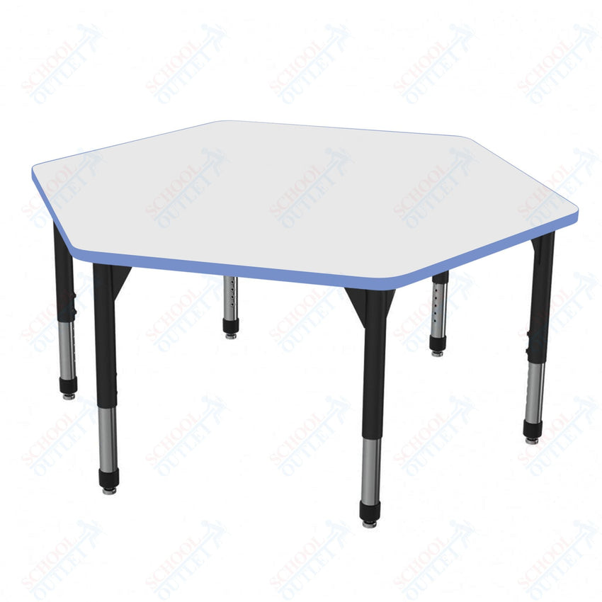 Marco Premier Series Hexagon Stand - Up Table w/ Dry Erase Top 54.5" x 48" Adj Height 32" - 42" (43 - 2254 - DA) - SchoolOutlet
