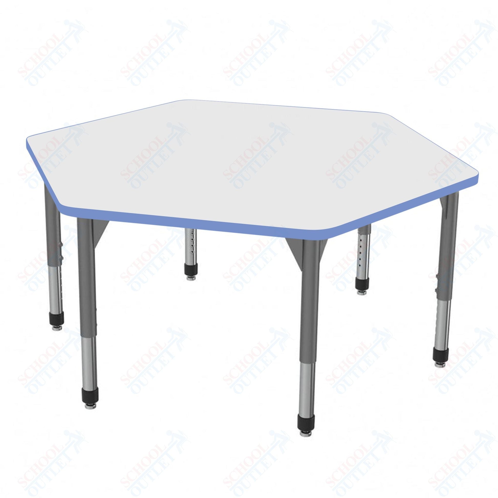 Marco Premier Series Hexagon Stand - Up Table w/ Dry Erase Top 54.5" x 48" Adj Height 32" - 42" (43 - 2254 - DA) - SchoolOutlet