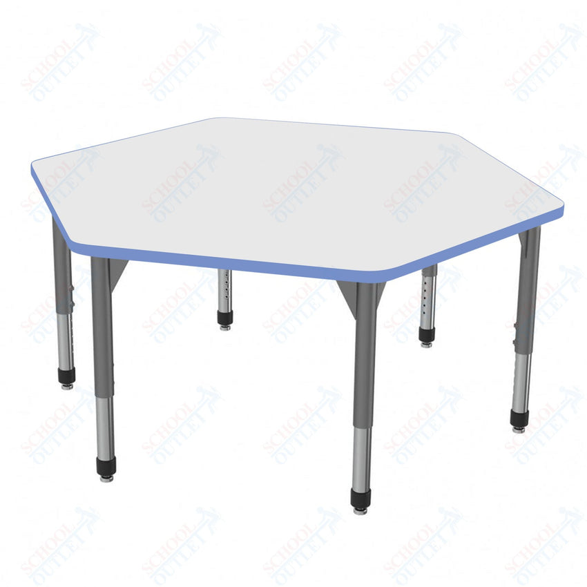 Marco Premier Series Hexagon Stand - Up Table w/ Dry Erase Top 54.5" x 48" Adj Height 32" - 42" (43 - 2254 - DA) - SchoolOutlet