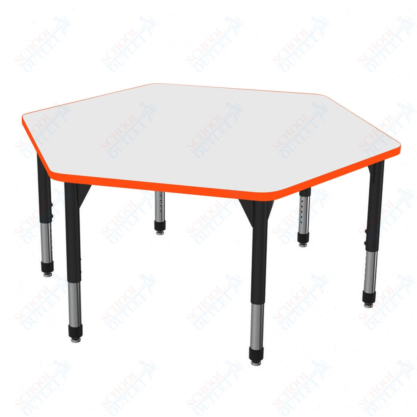 Marco Premier Series Hexagon Stand - Up Table w/ Dry Erase Top 54.5" x 48" Adj Height 32" - 42" (43 - 2254 - DA) - SchoolOutlet