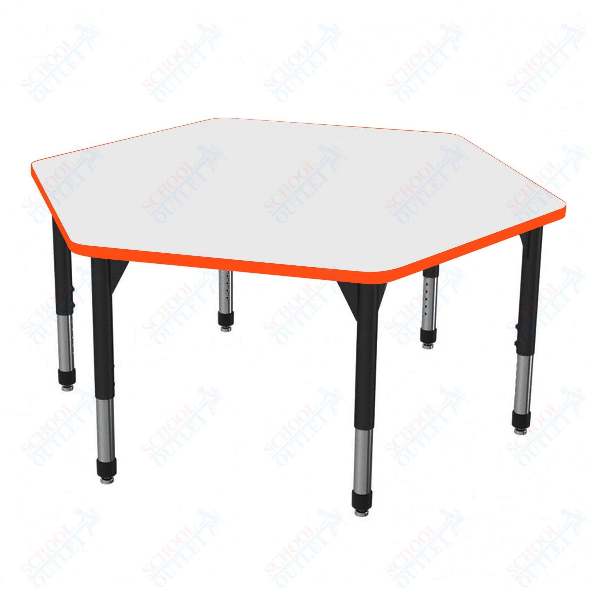 Marco Premier Series Hexagon Stand - Up Table w/ Dry Erase Top 54.5" x 48" Adj Height 32" - 42" (43 - 2254 - DA) - SchoolOutlet