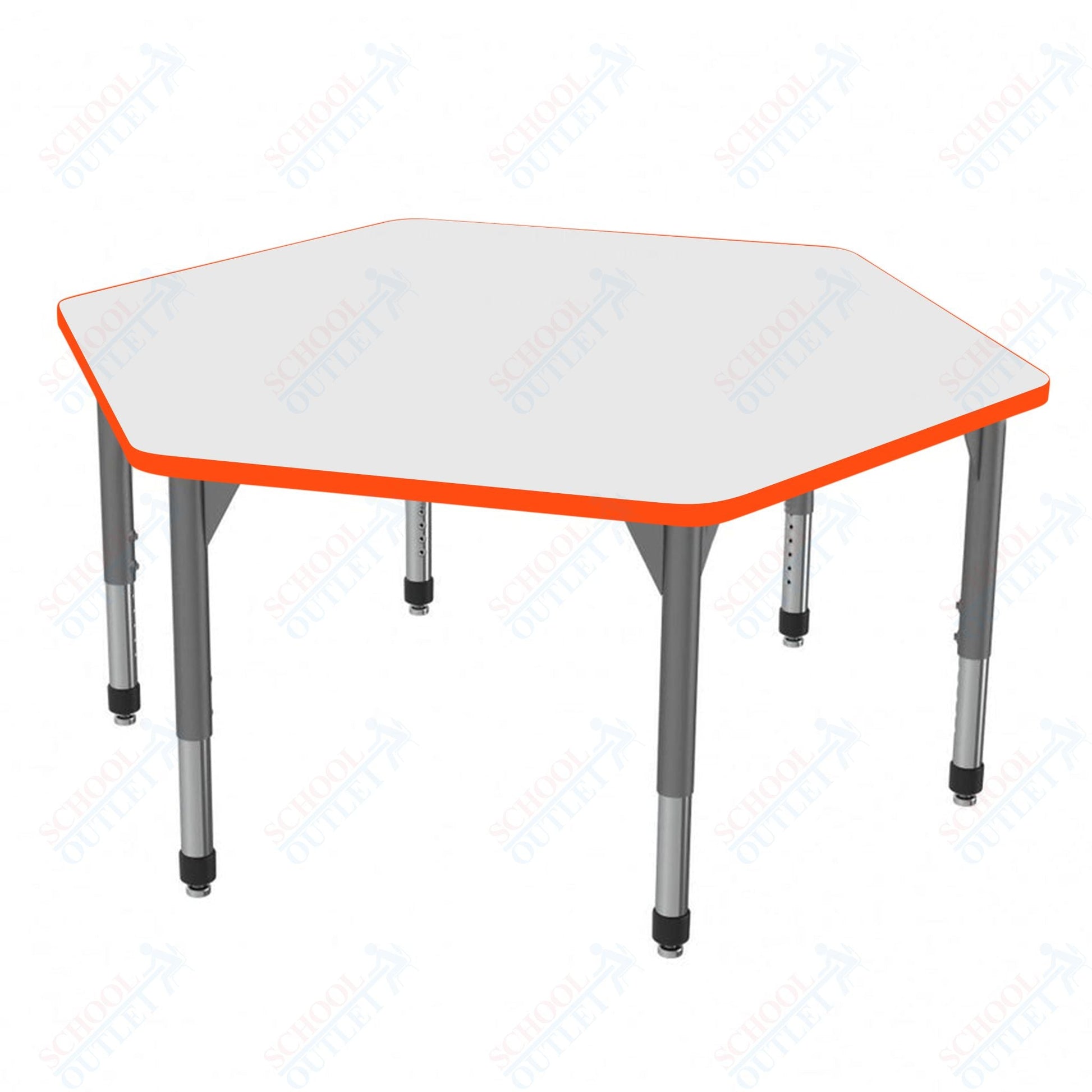 Marco Premier Series Hexagon Stand - Up Table w/ Dry Erase Top 54.5" x 48" Adj Height 32" - 42" (43 - 2254 - DA) - SchoolOutlet