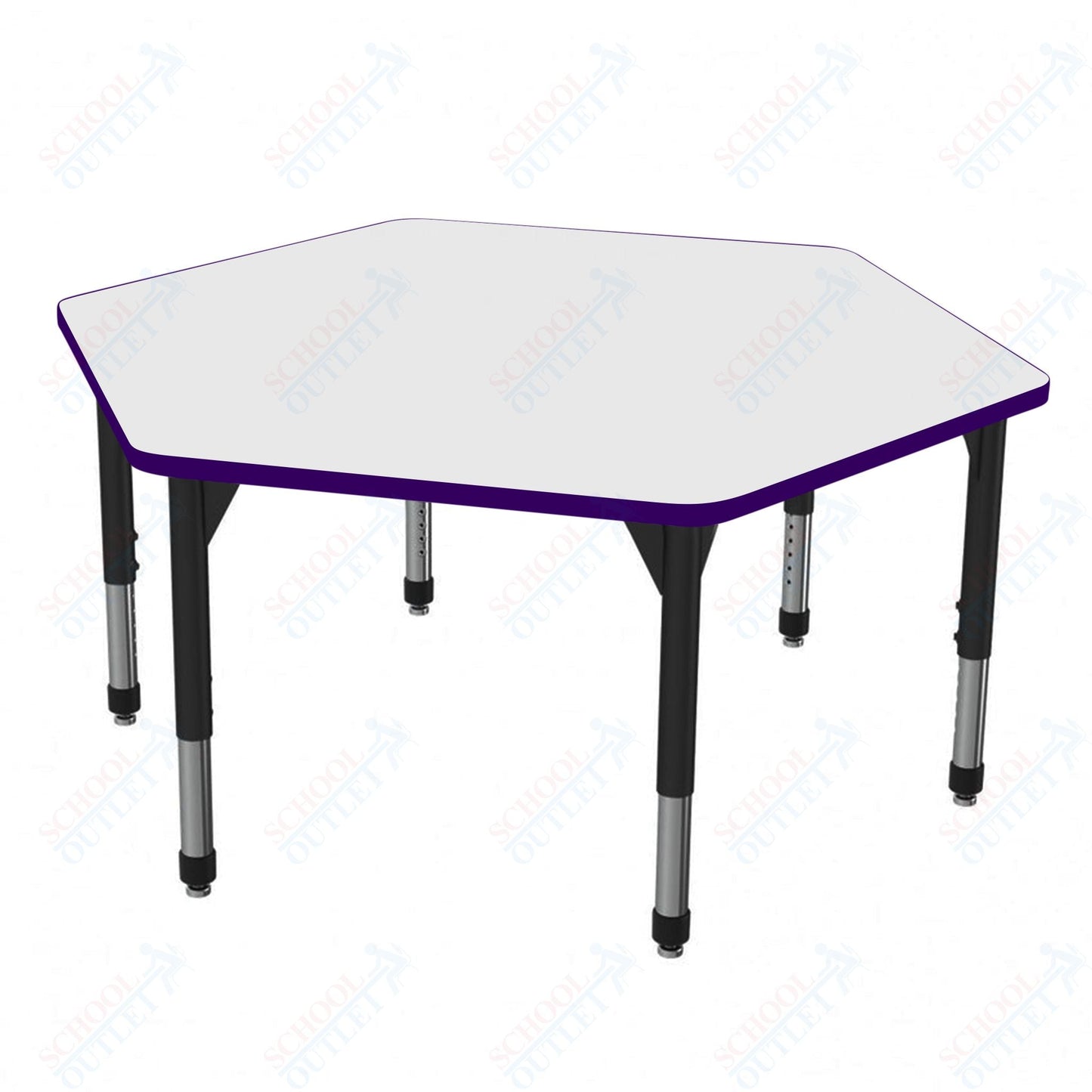Marco Premier Series Hexagon Stand - Up Table w/ Dry Erase Top 54.5" x 48" Adj Height 32" - 42" (43 - 2254 - DA) - SchoolOutlet