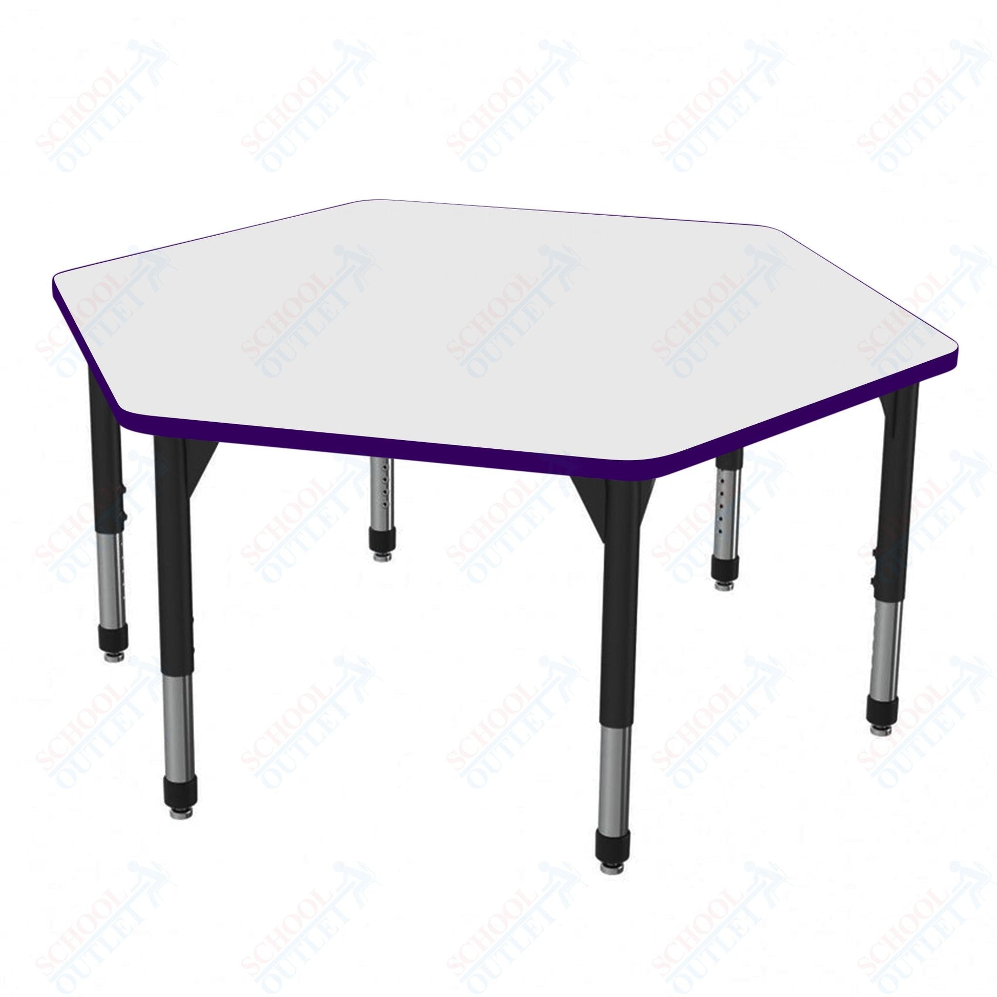 Marco Premier Series Hexagon Stand - Up Table w/ Dry Erase Top 54.5" x 48" Adj Height 32" - 42" (43 - 2254 - DA) - SchoolOutlet
