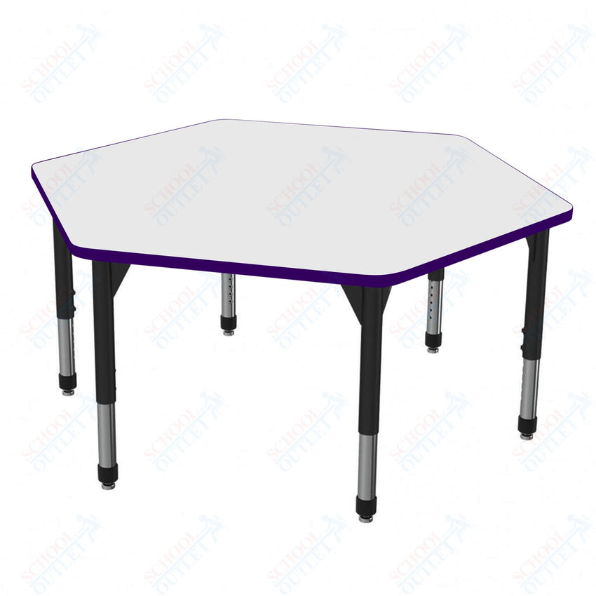 Marco Premier Series Hexagon Stand - Up Table w/ Dry Erase Top 54.5" x 48" Adj Height 32" - 42" (43 - 2254 - DA) - SchoolOutlet