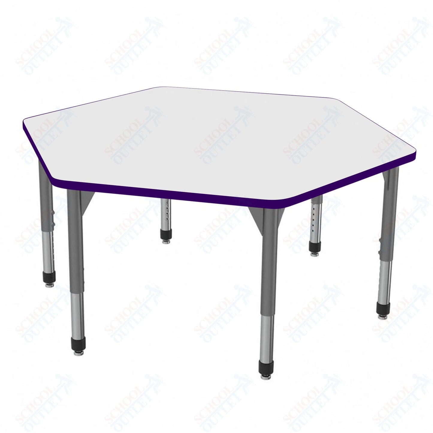Marco Premier Series Hexagon Stand - Up Table w/ Dry Erase Top 54.5" x 48" Adj Height 32" - 42" (43 - 2254 - DA) - SchoolOutlet