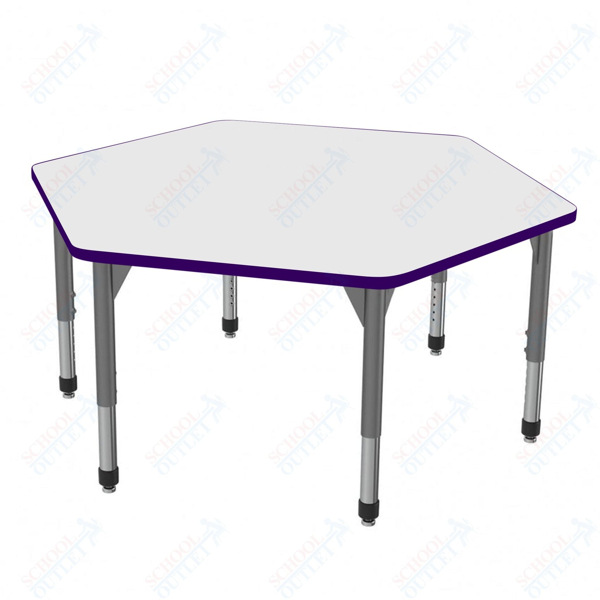Marco Premier Series Hexagon Stand - Up Table w/ Dry Erase Top 54.5" x 48" Adj Height 32" - 42" (43 - 2254 - DA) - SchoolOutlet