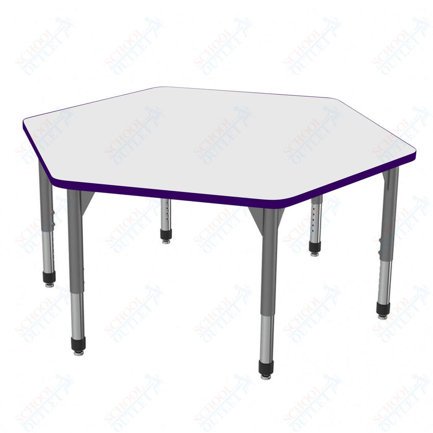 Marco Premier Series Hexagon Stand - Up Table w/ Dry Erase Top 54.5" x 48" Adj Height 32" - 42" (43 - 2254 - DA) - SchoolOutlet