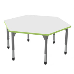 Marco Premier Series Hexagon Activity Table w/ Dry Erase Top 54.5" x 48" Adj Height 21"-31" (43-2254-DB)