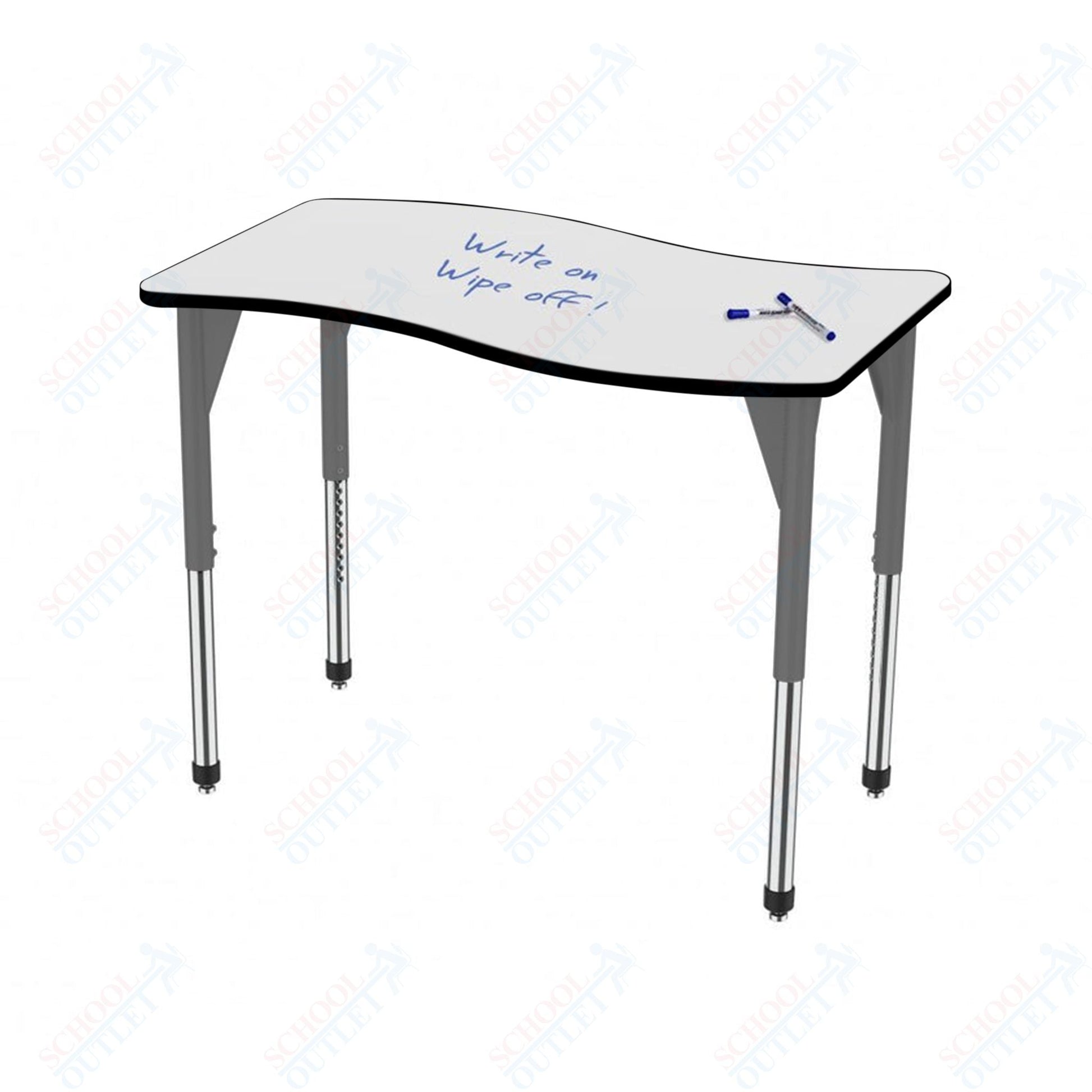 Marco Premier Series Wave Stand - Up Table w/ Dry Erase Top 24" x 60" Adj Height 32" - 42" (43 - 2257 - DA) - SchoolOutlet