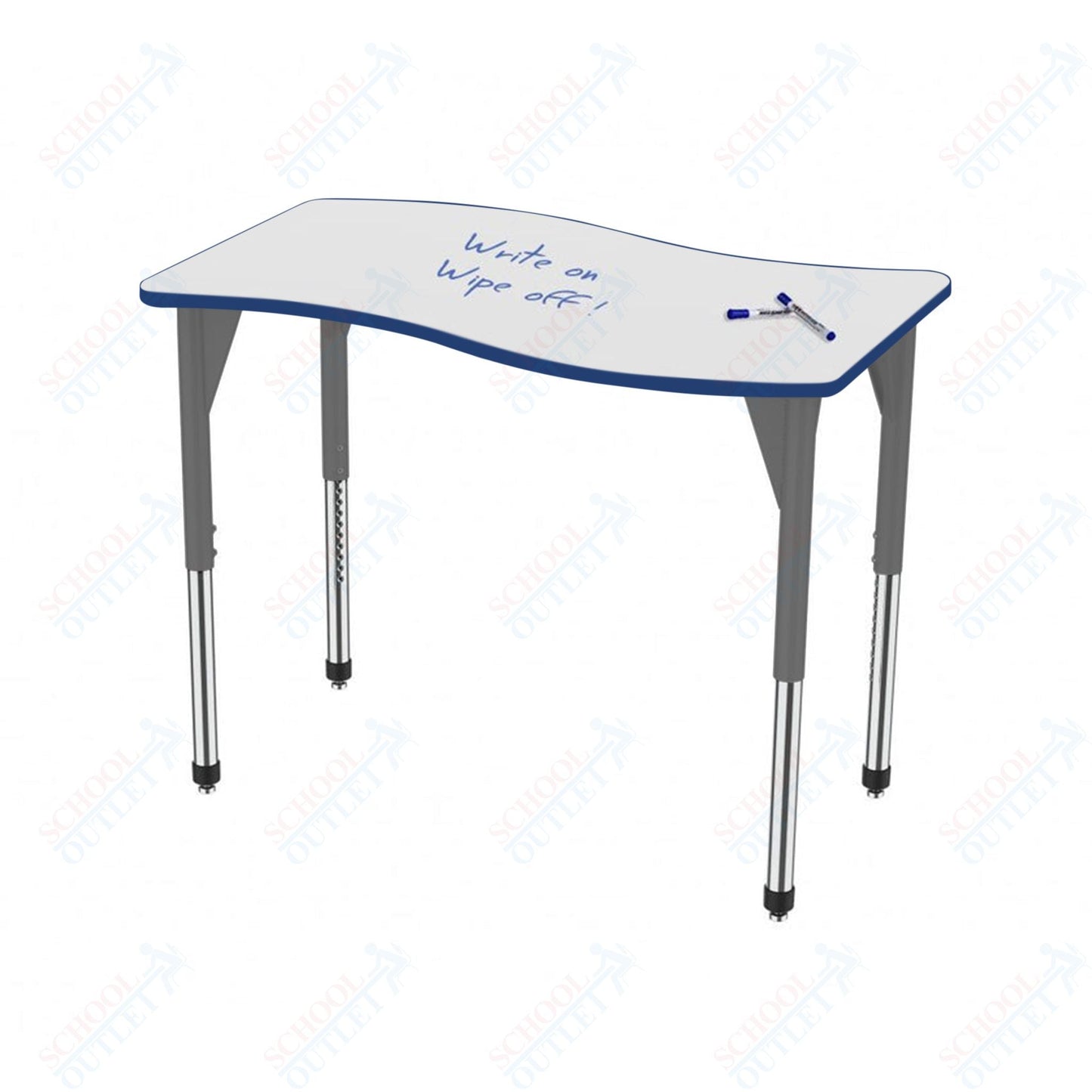 Marco Premier Series Wave Stand - Up Table w/ Dry Erase Top 24" x 60" Adj Height 32" - 42" (43 - 2257 - DA) - SchoolOutlet