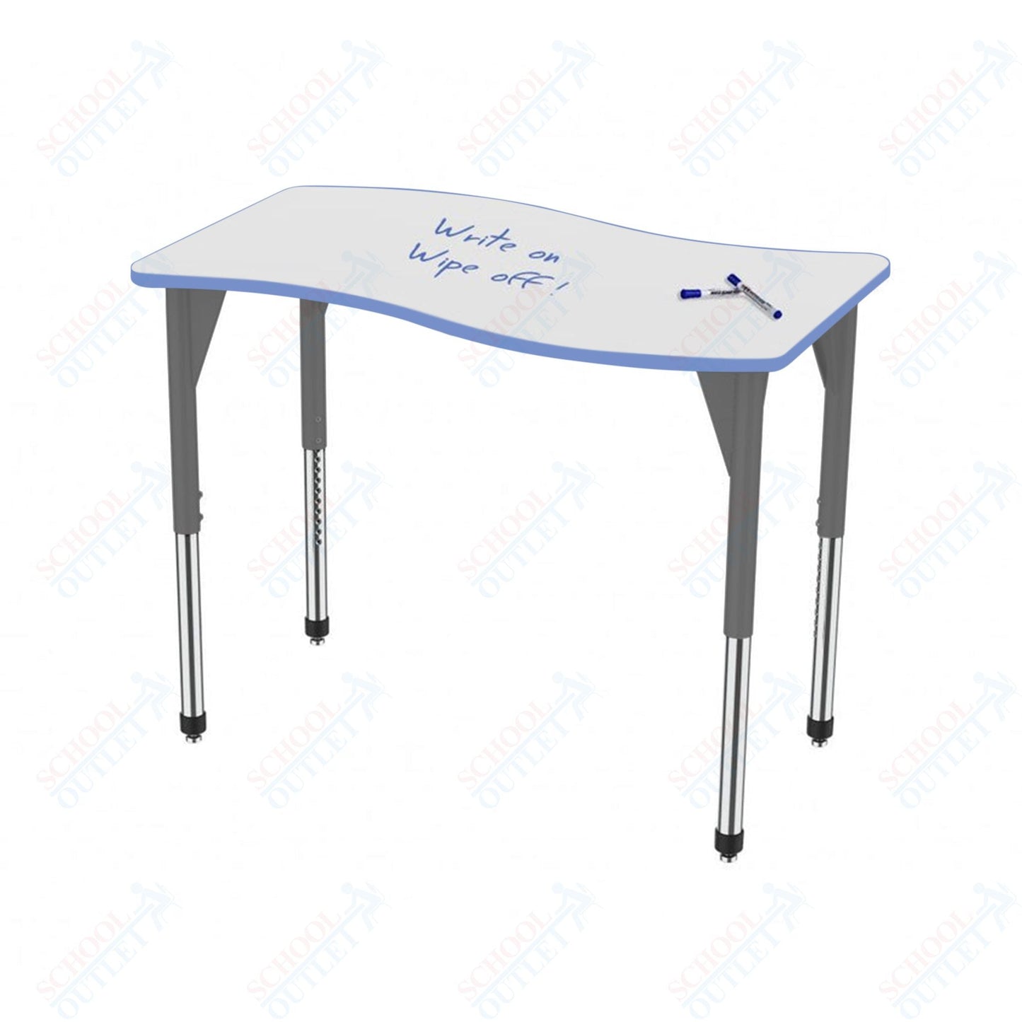 Marco Premier Series Wave Stand - Up Table w/ Dry Erase Top 24" x 60" Adj Height 32" - 42" (43 - 2257 - DA) - SchoolOutlet