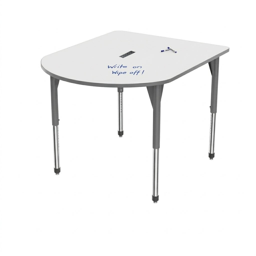 Marco Premier Series Multimedia Standing Table Dry Erase Top 48" x 60" Adj Height 32"-42" w/ Power Module (43-2260-DAP) - SchoolOutlet
