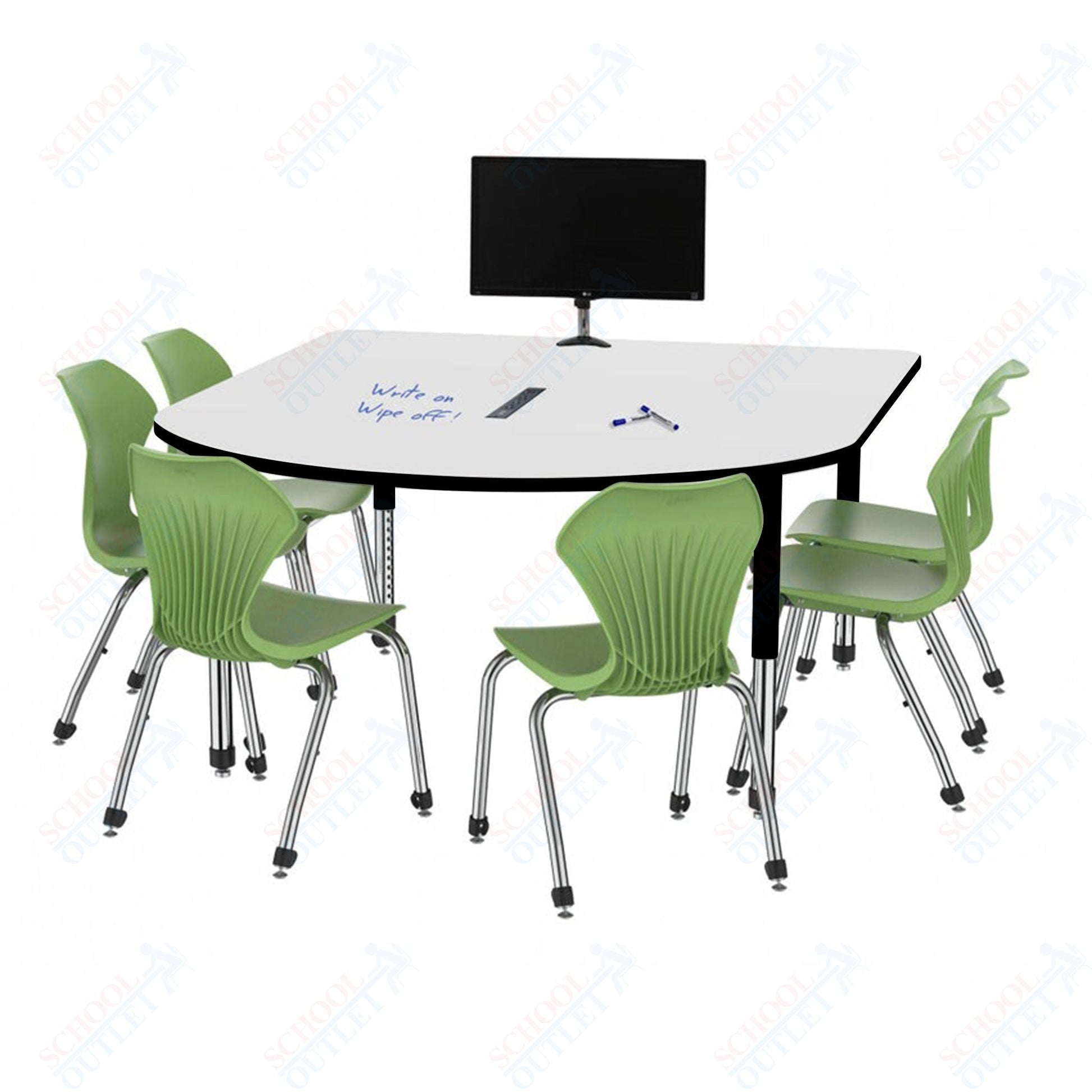 Marco Premier Series Multimedia Table Dry Erase Top 60" x 72" Adj Height 21" - 31" w/ Power Module (43 - 2261 - DBP) - SchoolOutlet
