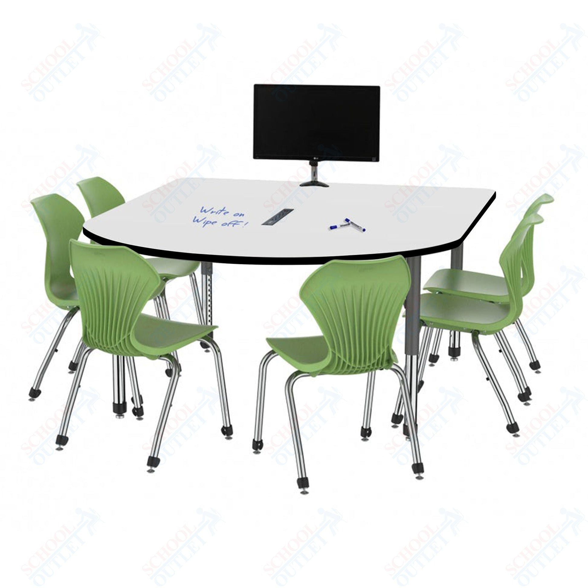 Marco Premier Series Multimedia Table Dry Erase Top 60" x 72" Adj Height 21" - 31" w/ Power Module (43 - 2261 - DBP) - SchoolOutlet