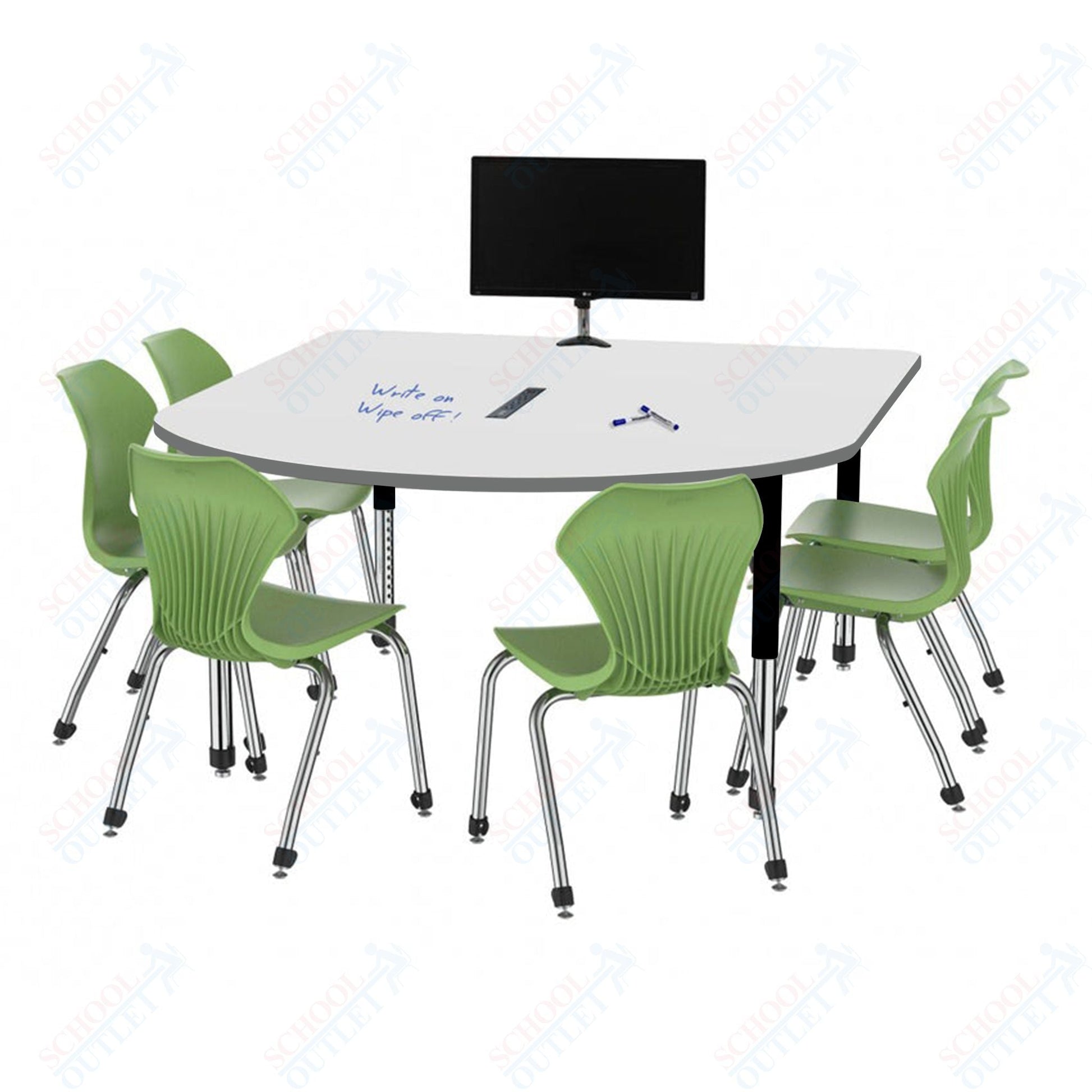 Marco Premier Series Multimedia Table Dry Erase Top 60" x 72" Adj Height 21" - 31" w/ Power Module (43 - 2261 - DBP) - SchoolOutlet