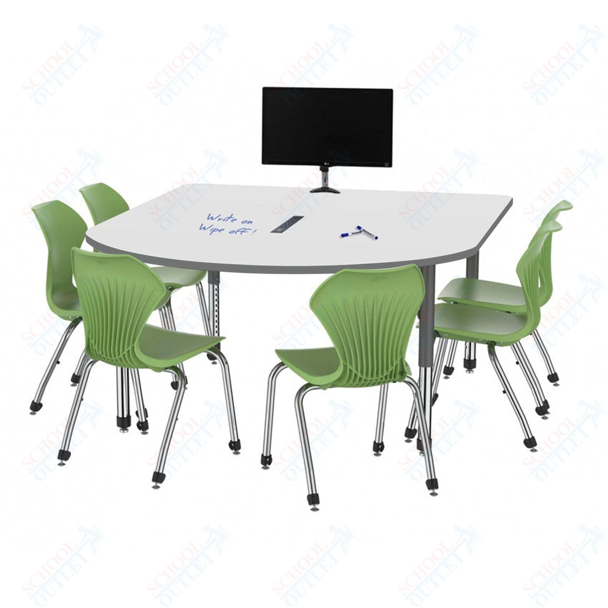 Marco Premier Series Multimedia Table Dry Erase Top 60" x 72" Adj Height 21" - 31" w/ Power Module (43 - 2261 - DBP) - SchoolOutlet