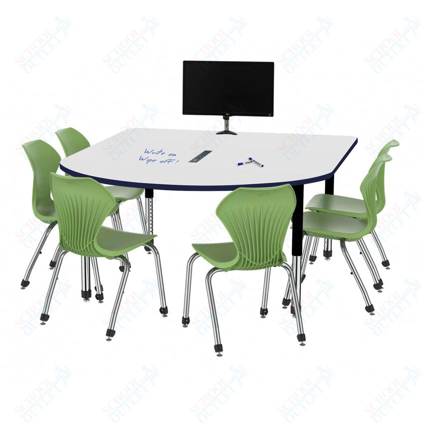 Marco Premier Series Multimedia Table Dry Erase Top 60" x 72" Adj Height 21" - 31" w/ Power Module (43 - 2261 - DBP) - SchoolOutlet