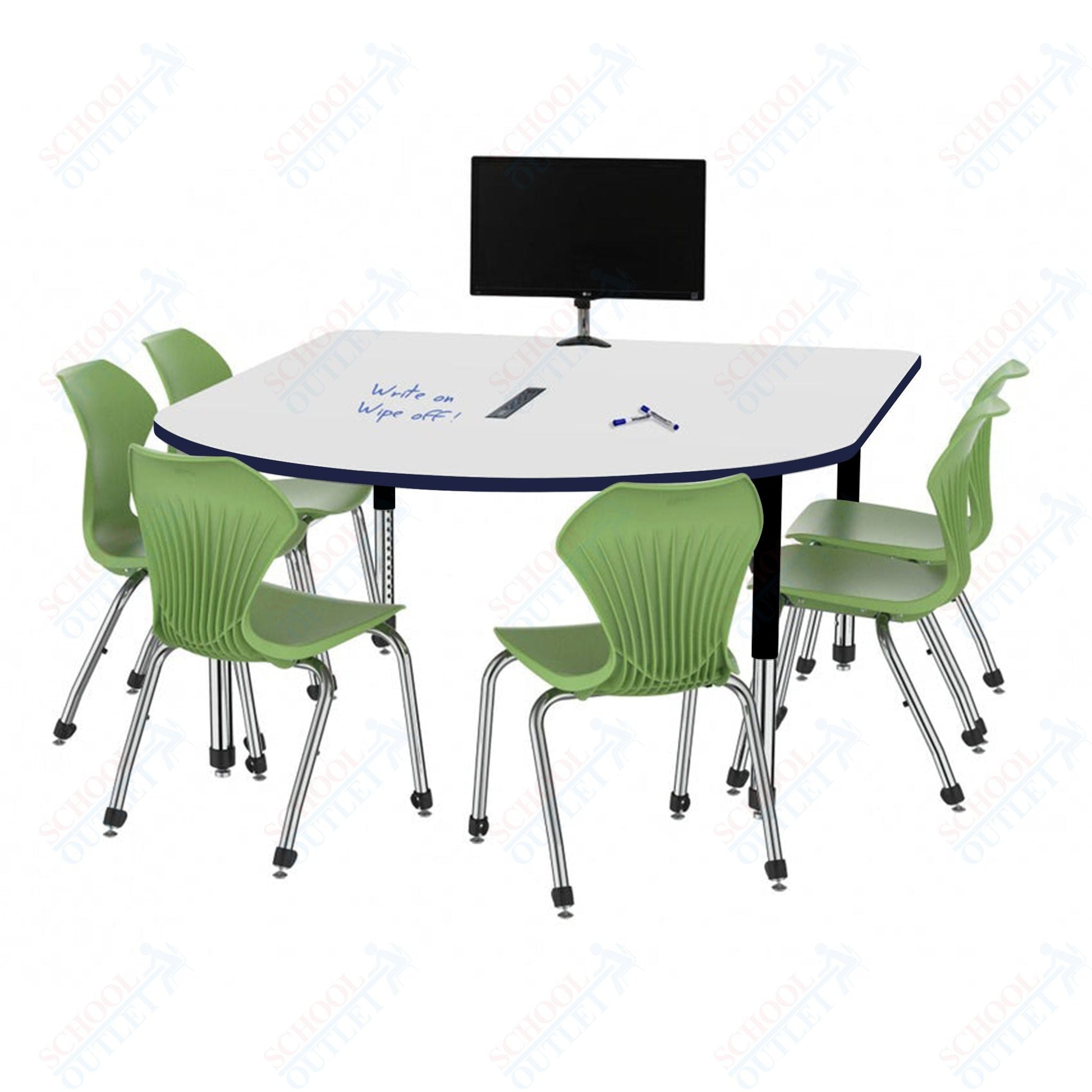 Marco Premier Series Multimedia Table Dry Erase Top 60" x 72" Adj Height 21" - 31" w/ Power Module (43 - 2261 - DBP) - SchoolOutlet