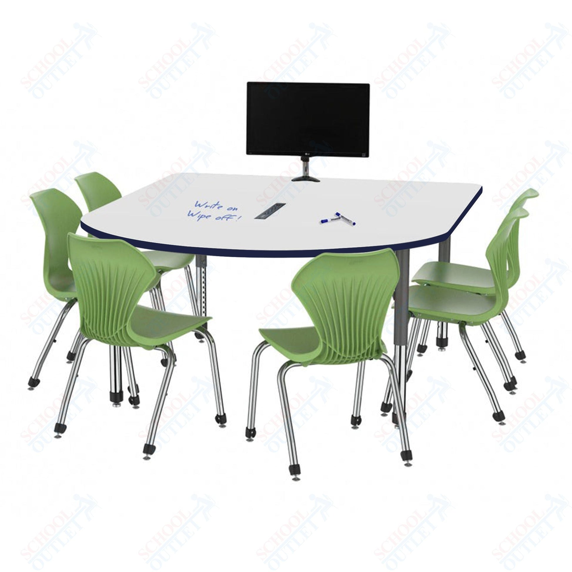 Marco Premier Series Multimedia Table Dry Erase Top 60" x 72" Adj Height 21" - 31" w/ Power Module (43 - 2261 - DBP) - SchoolOutlet
