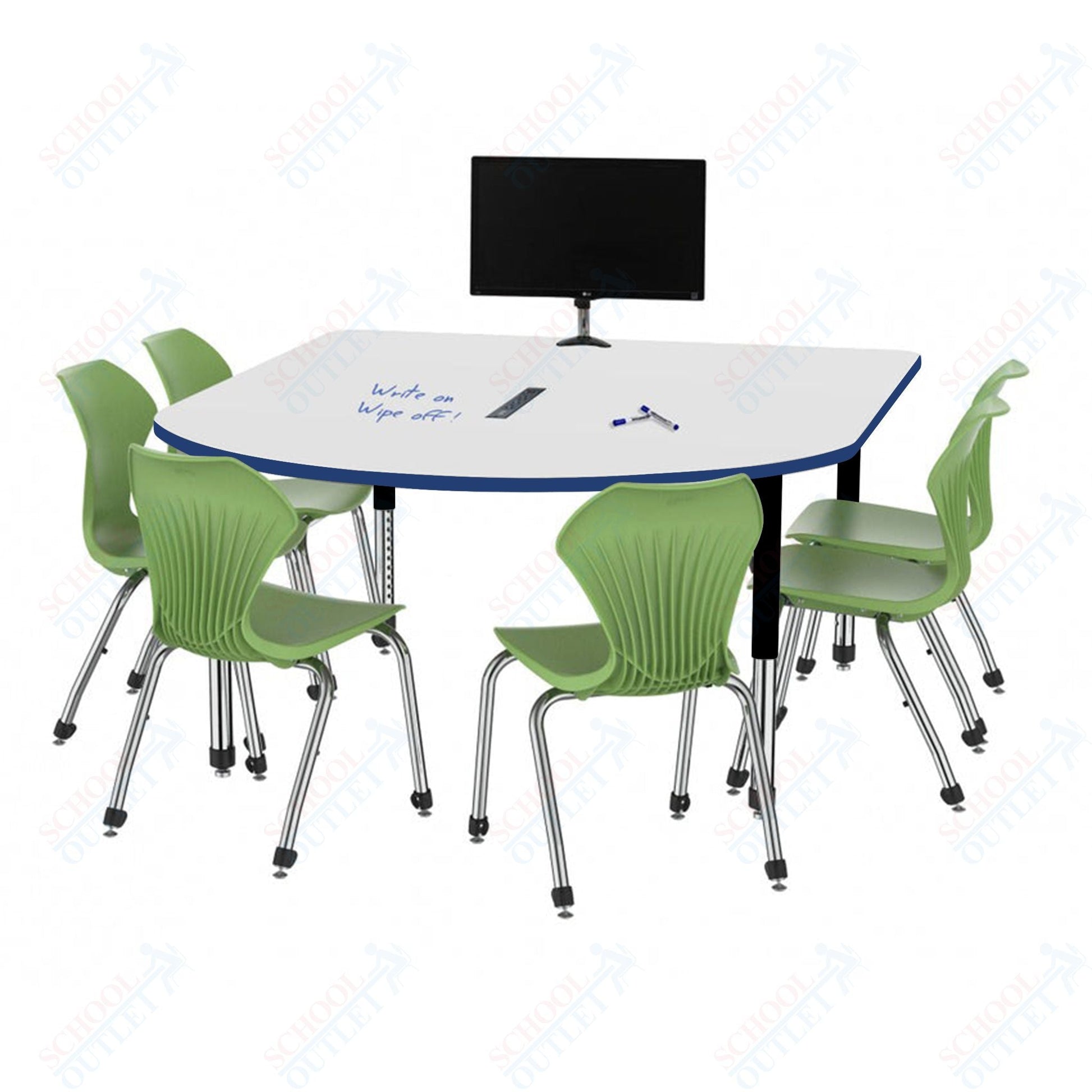 Marco Premier Series Multimedia Table Dry Erase Top 60" x 72" Adj Height 21" - 31" w/ Power Module (43 - 2261 - DBP) - SchoolOutlet