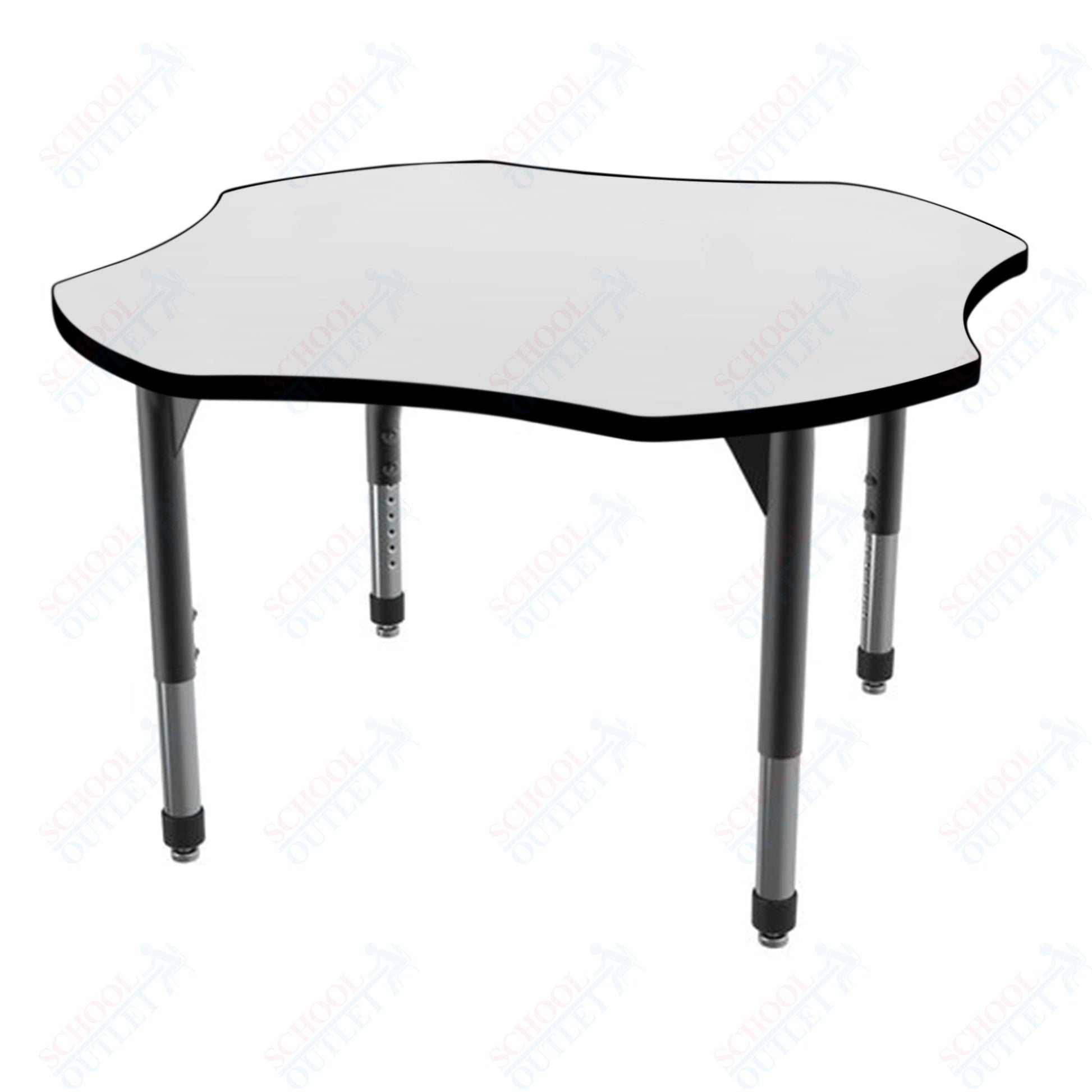 Marco Premier Series 48" Clover Activity Table w/ Dry Erase Top Adj Height 21" - 31" (43 - 2265 - DB) - SchoolOutlet