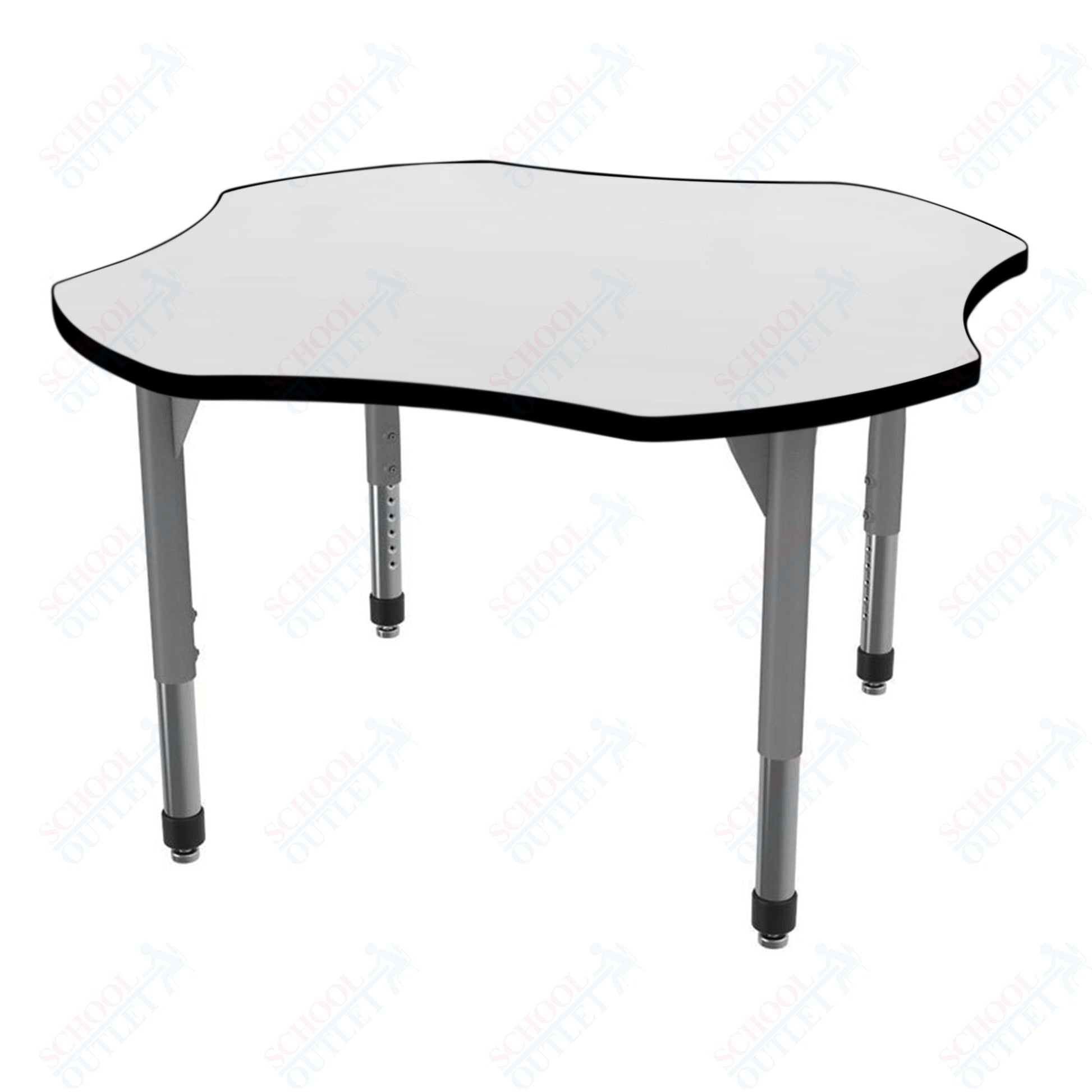 Marco Premier Series 48" Clover Activity Table w/ Dry Erase Top Adj Height 21" - 31" (43 - 2265 - DB) - SchoolOutlet