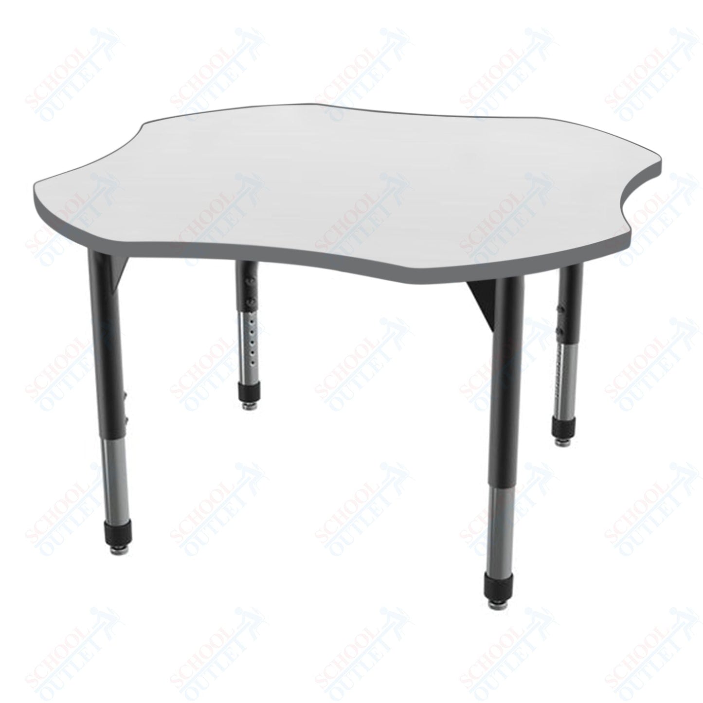 Marco Premier Series 48" Clover Activity Table w/ Dry Erase Top Adj Height 21" - 31" (43 - 2265 - DB) - SchoolOutlet