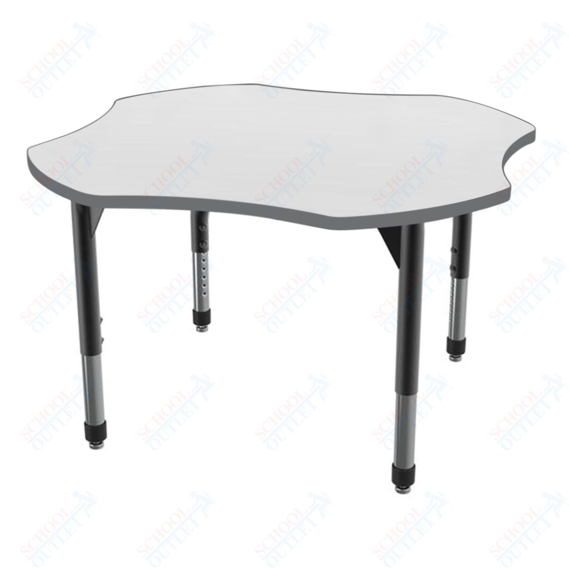 Marco Premier Series 48" Clover Activity Table w/ Dry Erase Top Adj Height 21" - 31" (43 - 2265 - DB) - SchoolOutlet
