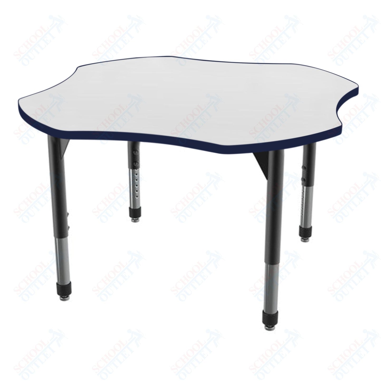 Marco Premier Series 48" Clover Activity Table w/ Dry Erase Top Adj Height 21" - 31" (43 - 2265 - DB) - SchoolOutlet