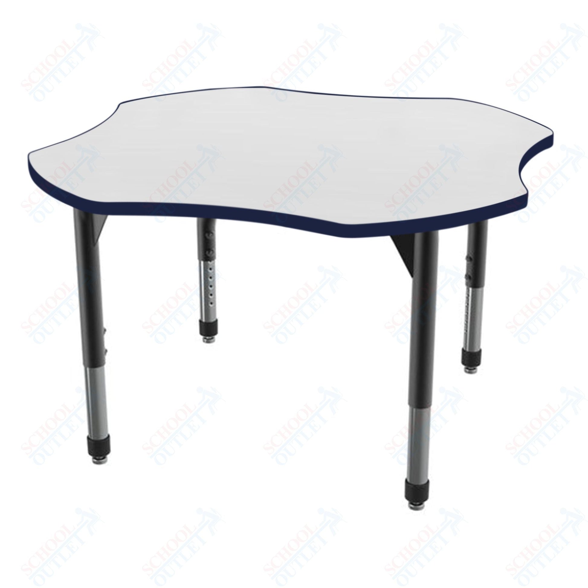 Marco Premier Series 48" Clover Activity Table w/ Dry Erase Top Adj Height 21" - 31" (43 - 2265 - DB) - SchoolOutlet