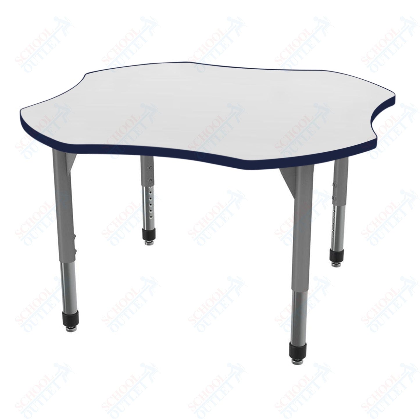 Marco Premier Series 48" Clover Activity Table w/ Dry Erase Top Adj Height 21" - 31" (43 - 2265 - DB) - SchoolOutlet