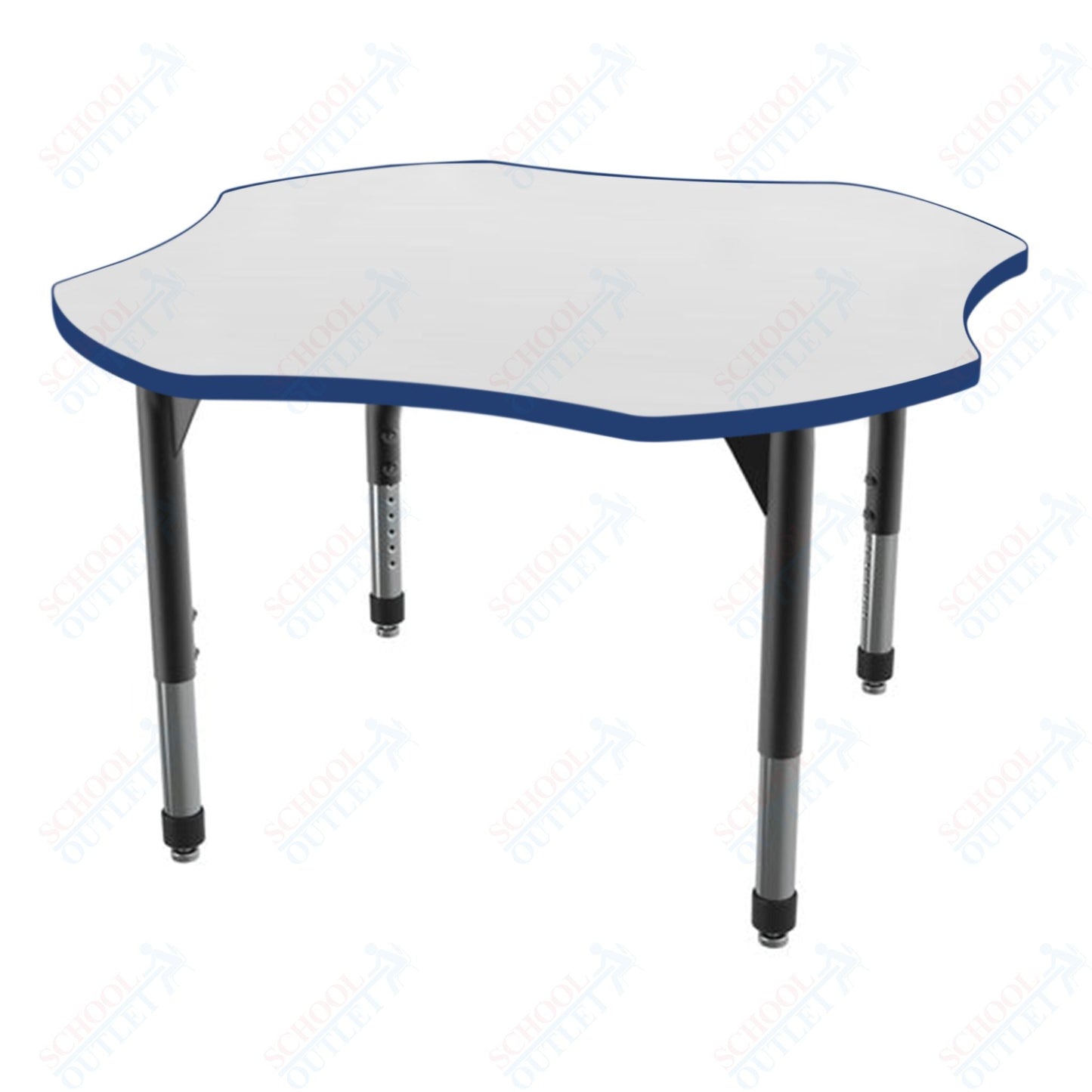 Marco Premier Series 48" Clover Activity Table w/ Dry Erase Top Adj Height 21" - 31" (43 - 2265 - DB) - SchoolOutlet