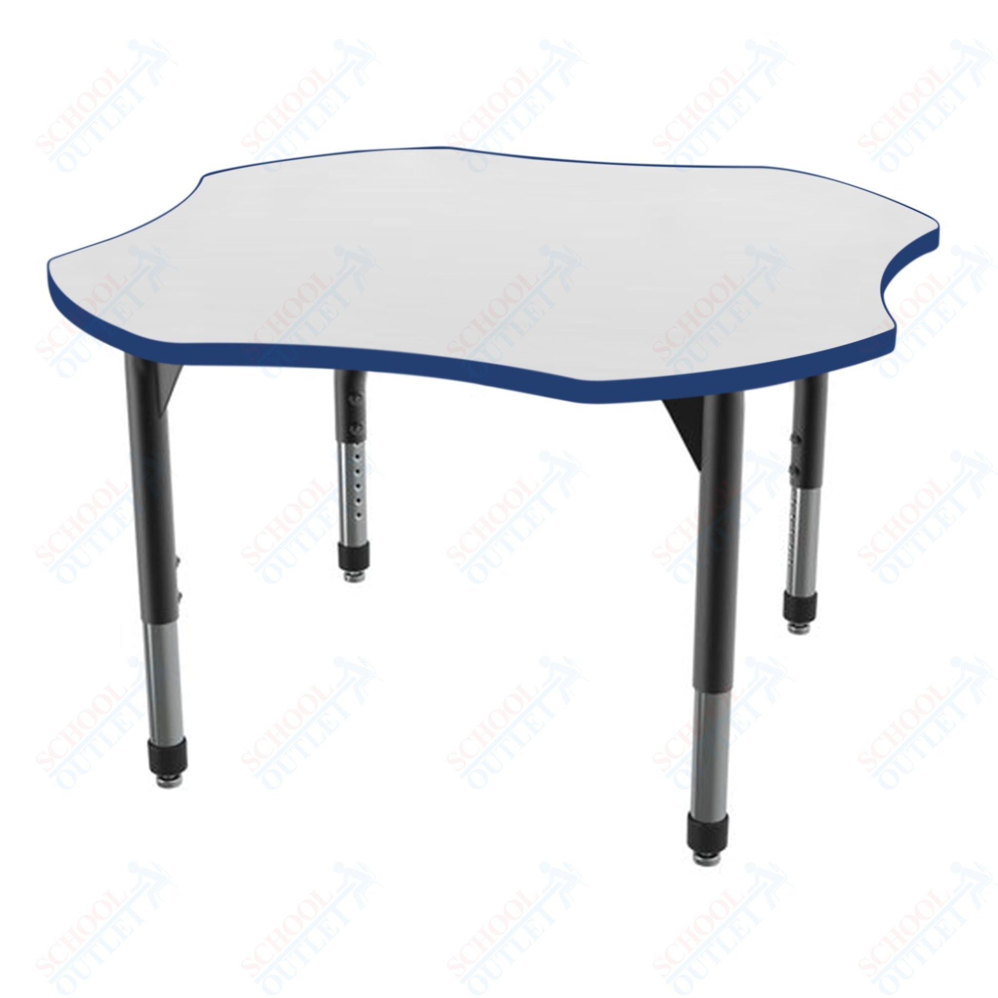 Marco Premier Series 48" Clover Activity Table w/ Dry Erase Top Adj Height 21" - 31" (43 - 2265 - DB) - SchoolOutlet
