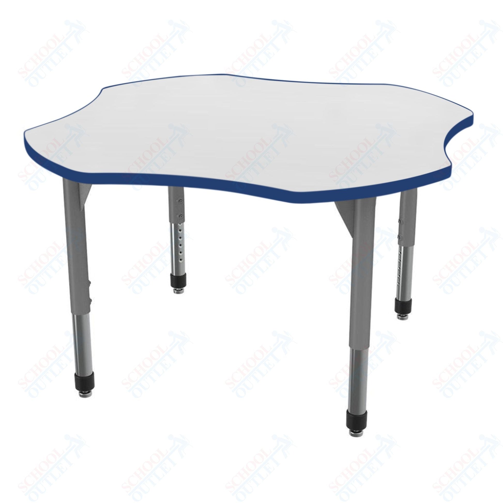 Marco Premier Series 48" Clover Activity Table w/ Dry Erase Top Adj Height 21" - 31" (43 - 2265 - DB) - SchoolOutlet