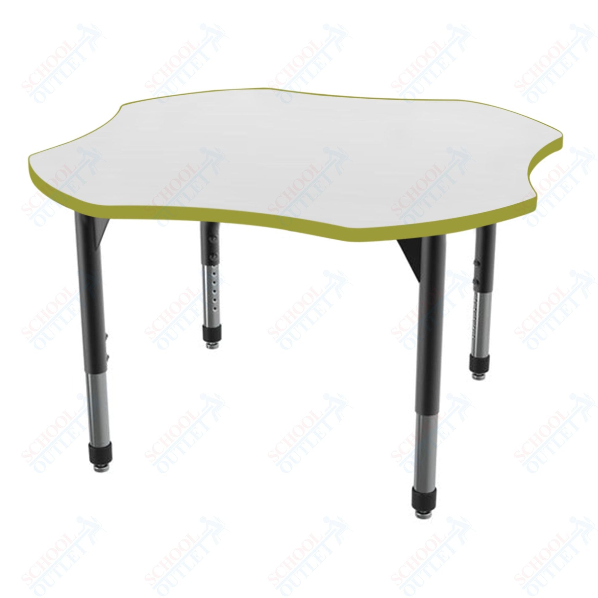 Marco Premier Series 48" Clover Activity Table w/ Dry Erase Top Adj Height 21" - 31" (43 - 2265 - DB) - SchoolOutlet
