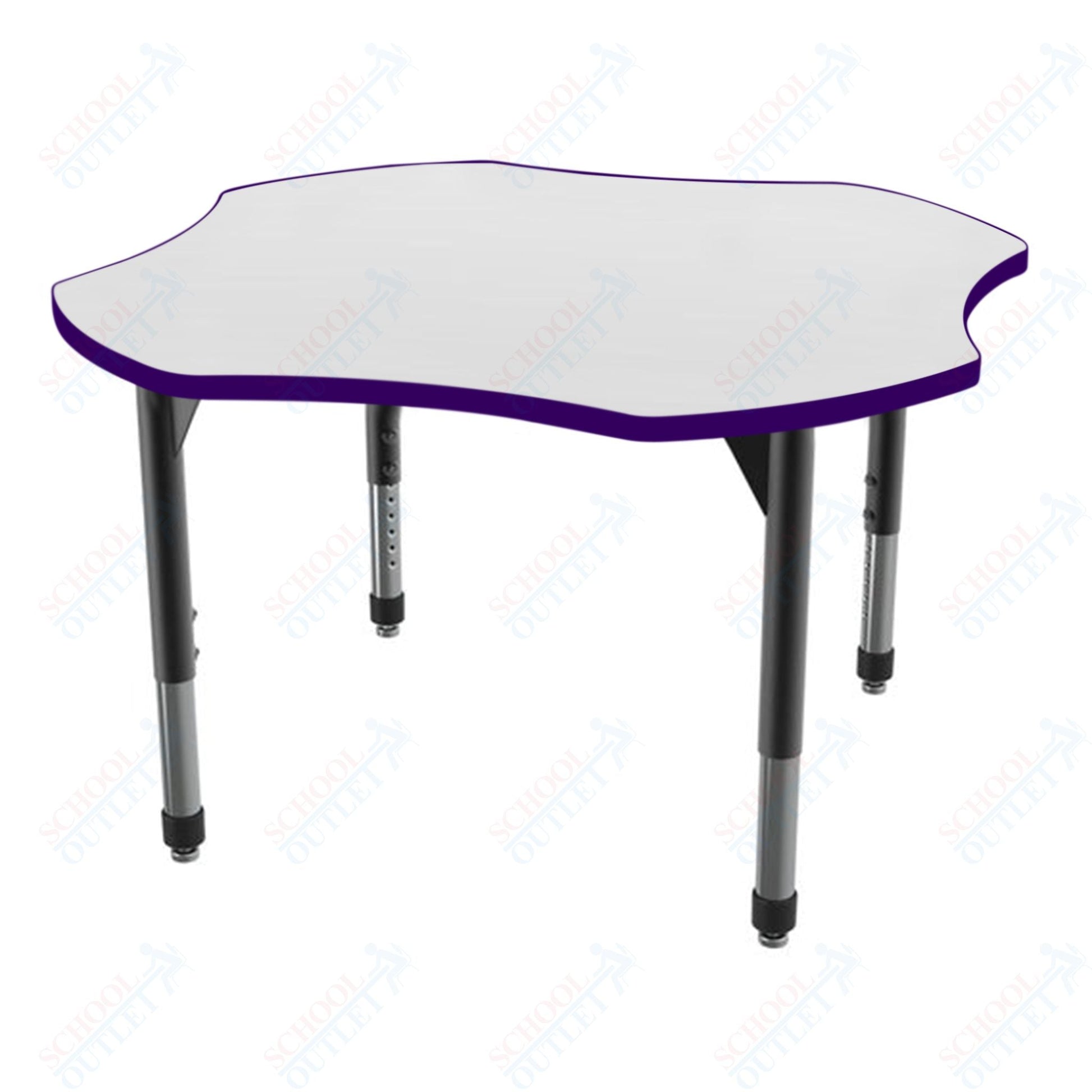 Marco Premier Series 48" Clover Activity Table w/ Dry Erase Top Adj Height 21" - 31" (43 - 2265 - DB) - SchoolOutlet