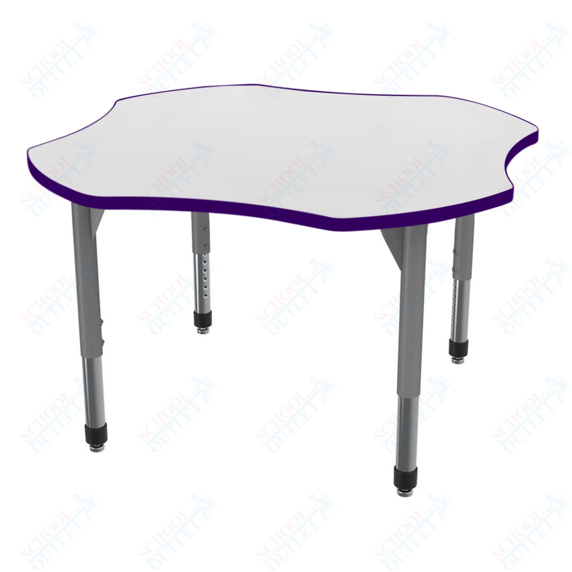Marco Premier Series 48" Clover Activity Table w/ Dry Erase Top Adj Height 21" - 31" (43 - 2265 - DB) - SchoolOutlet