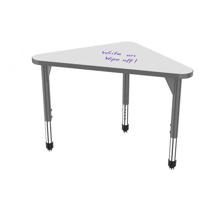 Marco Premier Series Triangle Collaborative Desk w/ Dry Erase HPL Top 23" x 40" Adjustable Height 21" - 31" (43 - 2272 - DB) - SchoolOutlet