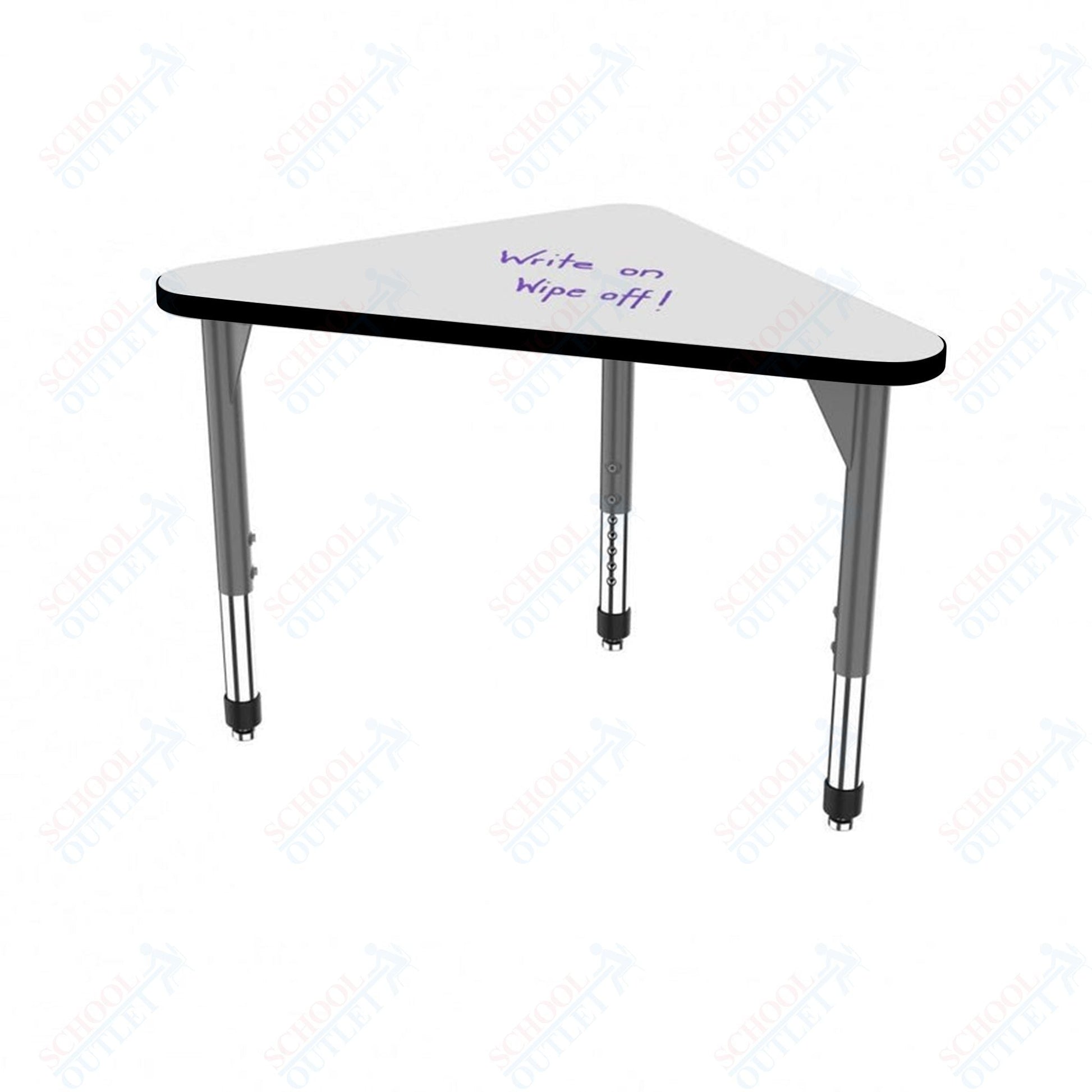Marco Premier Series Triangle Collaborative Desk w/ Dry Erase HPL Top 23" x 40" Adjustable Height 21" - 31" (43 - 2272 - DB) - SchoolOutlet