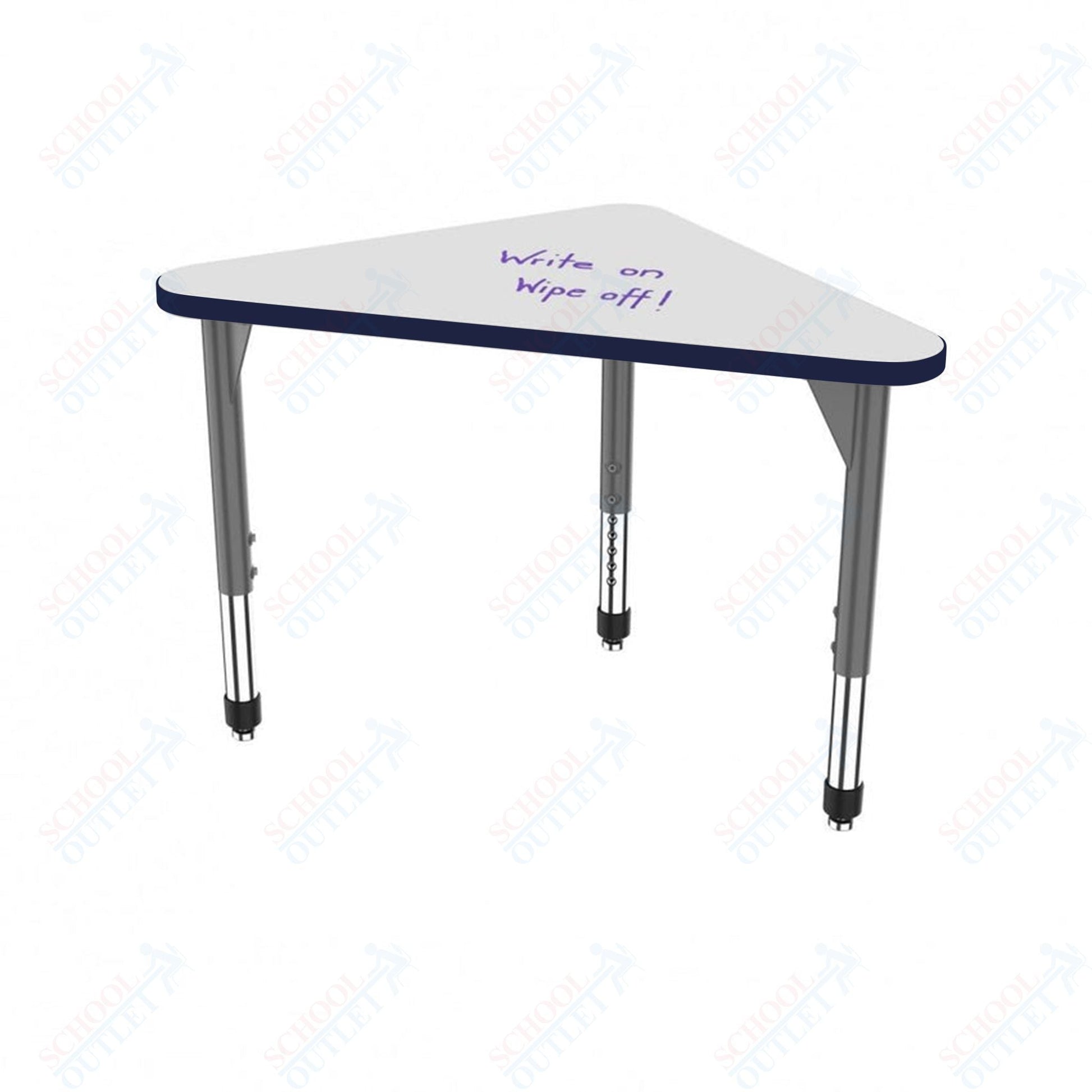 Marco Premier Series Triangle Collaborative Desk w/ Dry Erase HPL Top 23" x 40" Adjustable Height 21" - 31" (43 - 2272 - DB) - SchoolOutlet
