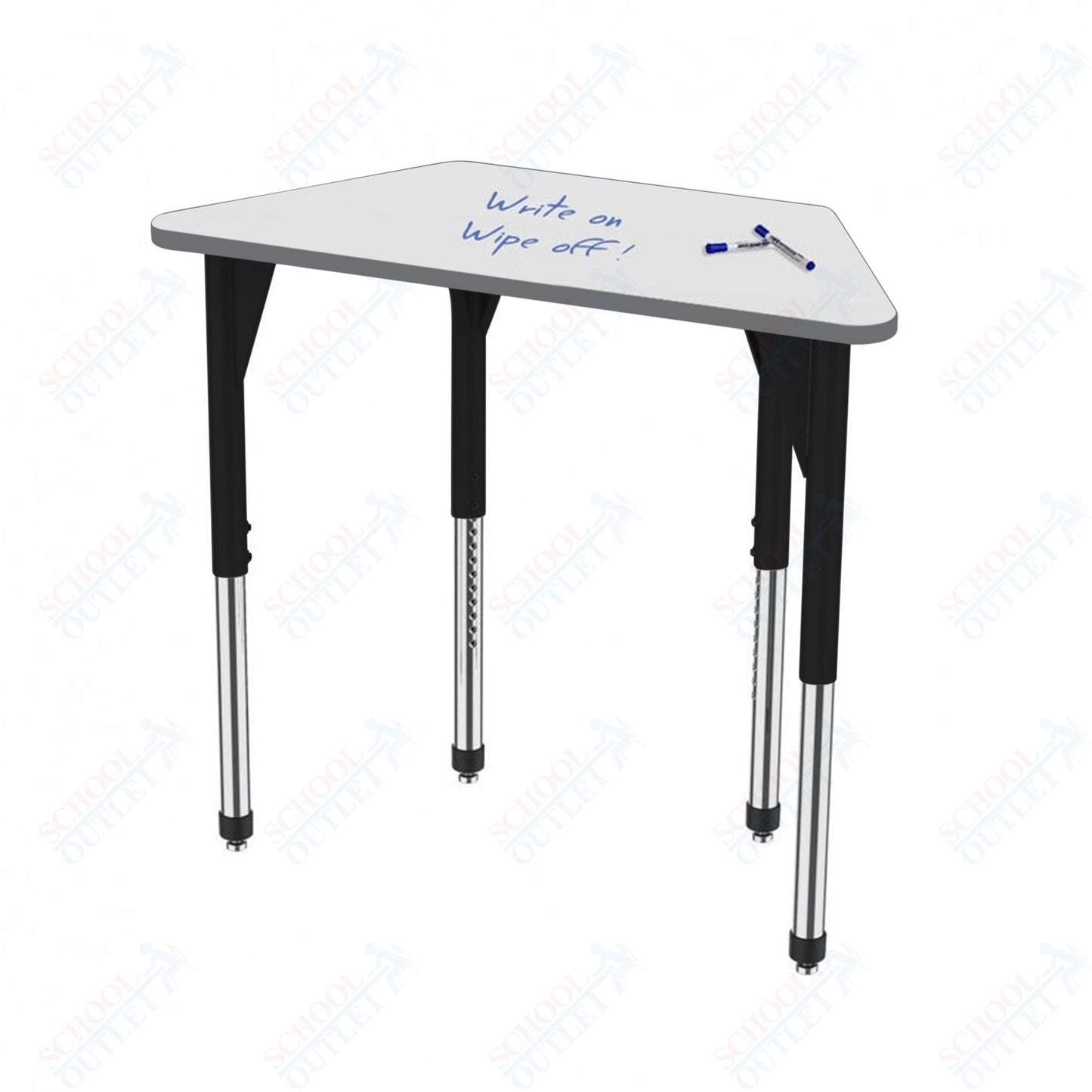 Marco Premier Series Trapezoid Stand - Up Table w/ Dry Erase Top 24" x 48" Adj Height 32" - 42" (43 - 2276 - DA) - SchoolOutlet