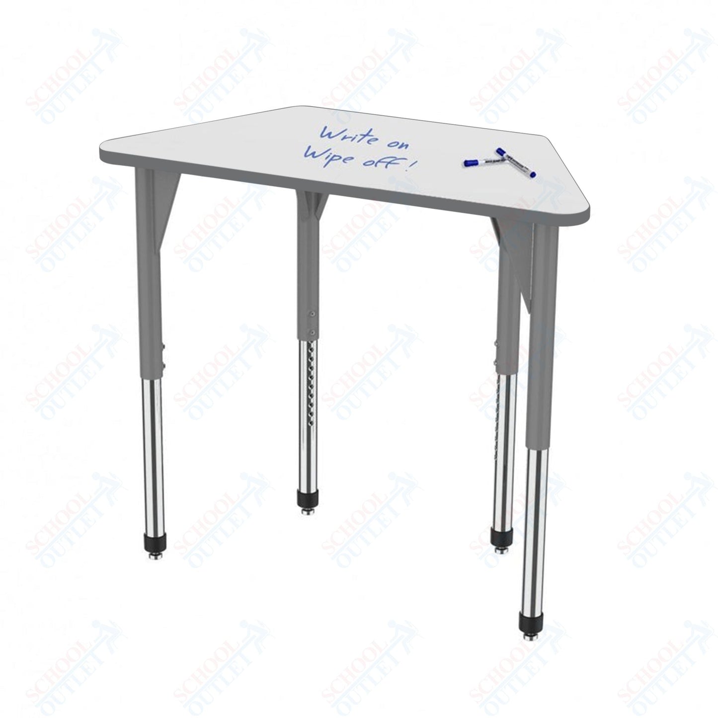 Marco Premier Series Trapezoid Stand - Up Table w/ Dry Erase Top 24" x 48" Adj Height 32" - 42" (43 - 2276 - DA) - SchoolOutlet