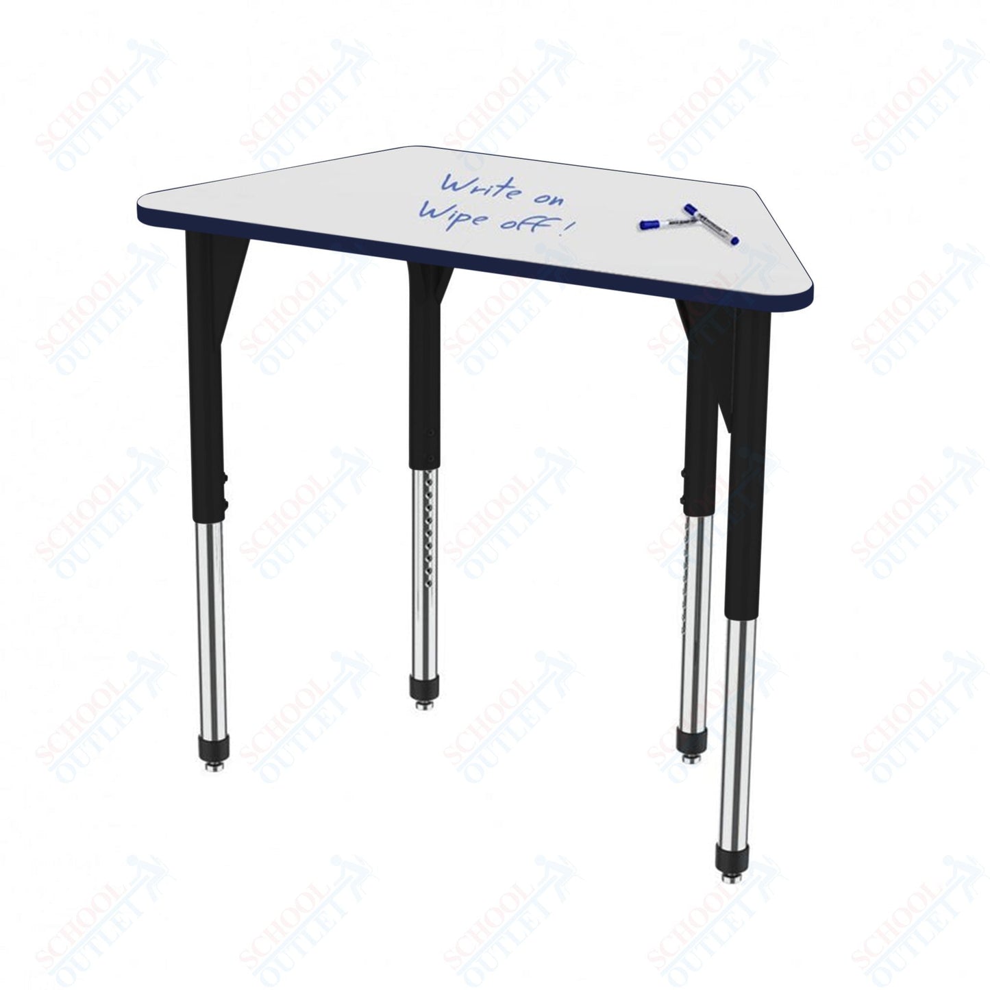 Marco Premier Series Trapezoid Stand - Up Table w/ Dry Erase Top 24" x 48" Adj Height 32" - 42" (43 - 2276 - DA) - SchoolOutlet
